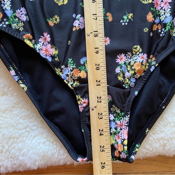 Social Angel Black Floral One Piece Swimsuit NWOT - Picture 3 of 7